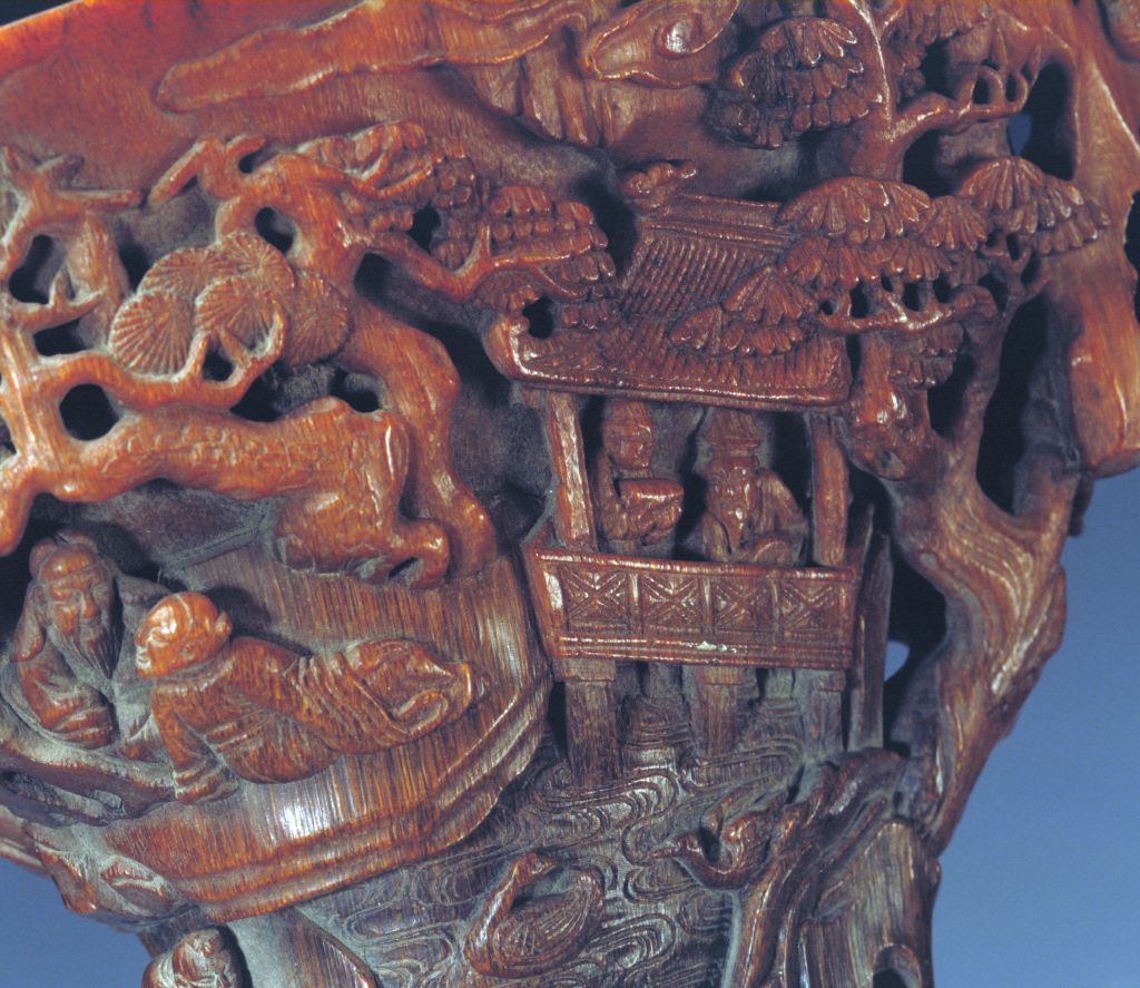 图片[2]-Rhinoceros horn carved with orchid pavilion-China Archive